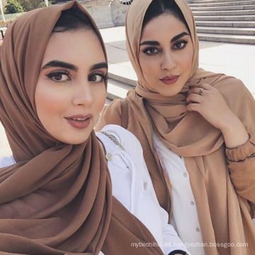 Llanura 78 colores dubai musulmán mujeres gasa burbuja bufanda chal hijab gasa bufanda
